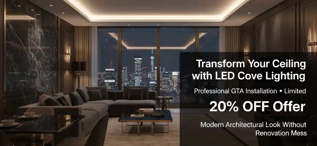 Hotel style luxury suite showcasing premium cove lighting ceiling design with soft ambient glow.